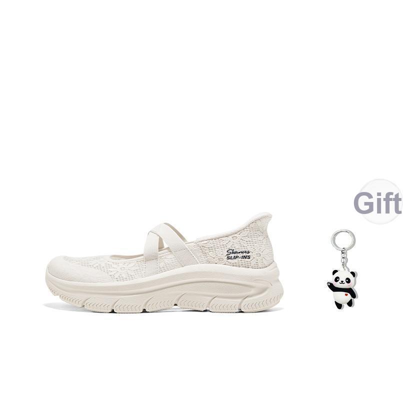 Skechers Modern DLux Slip-On Shoes Soft Comfortable Breathable Ballet Flats Platform Mary Jane Women Sneaker White 159286-OFWT