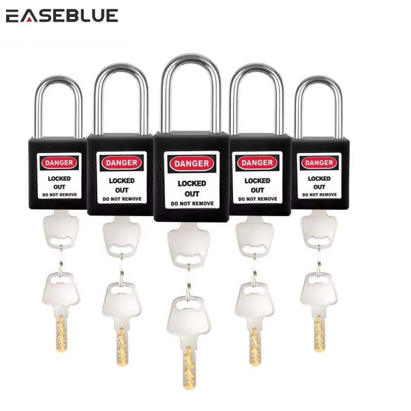 5PCS Lockout/Tagout Steel Industrical Seguridad Safety Padlock Red Yellow Green Black Blue Mini Lockout Padlock with 2 Keys 6