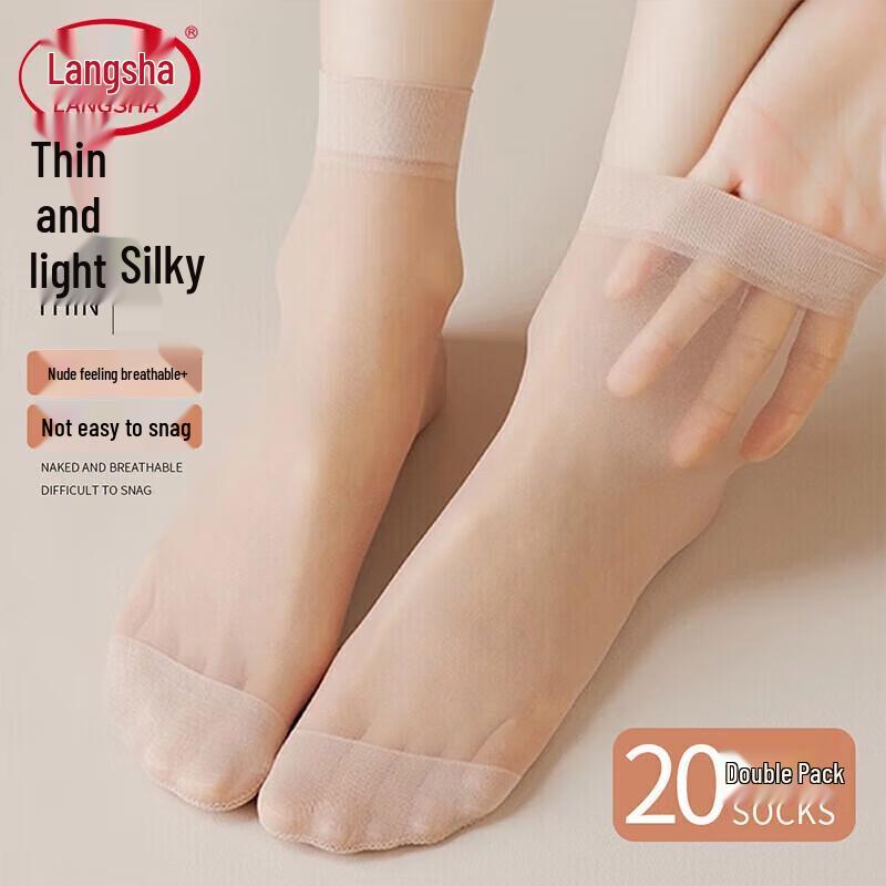 LangSha Women s Ultra-Thin Crystal Silk Sheer Mid-Calf Socks