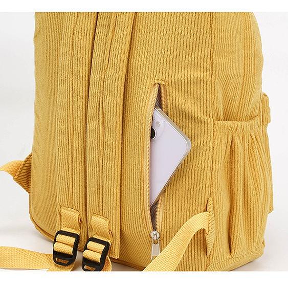 Corduroy Backpack for Women Large Capacity School Backpack Casual College Bookbag Lightweight Travel Daypack with Multi Pockets