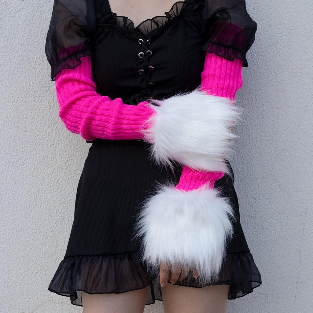 Damen Einfarbig Kunstpelz Handgelenkstulpen Winter Pelzig Bänder Armstulpe Handgelenk Slap On Stulpen Armstulpe Plüsch Verdicken