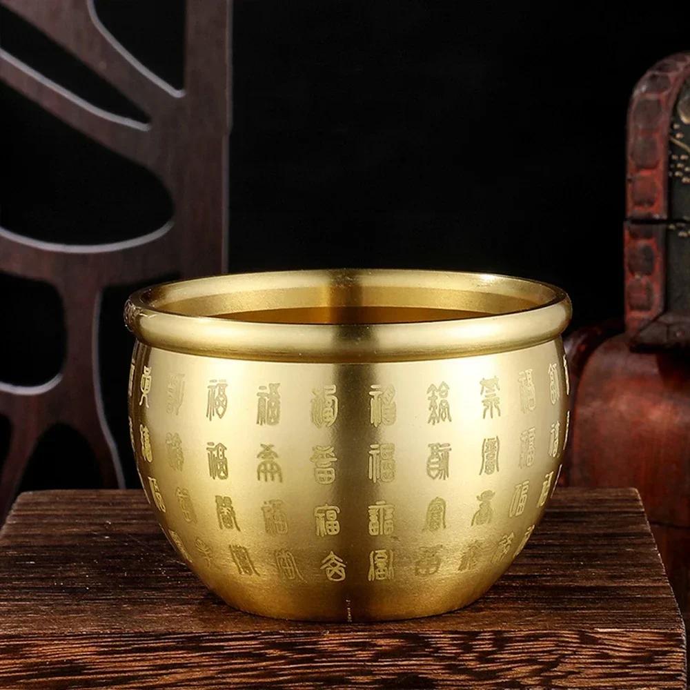 Hundred Blessings Brass Bowl Fortunate Attract Wealth Good Luck Magical Power Treasure Bowls