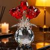 Enfeite Rosa de Cristal - Um Símbolo Atemporal de Elegância e Amor, Flores de Vidro de Cristal Flor Vermelha 3D com Hastes, Figuras de Flor Vermelha de Cristal Presentes