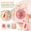 Portable USB Rechargeable Handheld Fan with Cat Ear Design Compact Personal Cooling Device for Home Office Travel Use