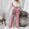 2025 New Autumn and Winter Women's Loose Striped Pocket Fashion Casual Wide Leg Pants for Women