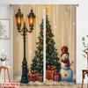 2pcs,2D Plane Printing Curtains Christmas Tree Snowman Gifts_a Polyester Easy Install (without Rod) Gifts for Living Room,