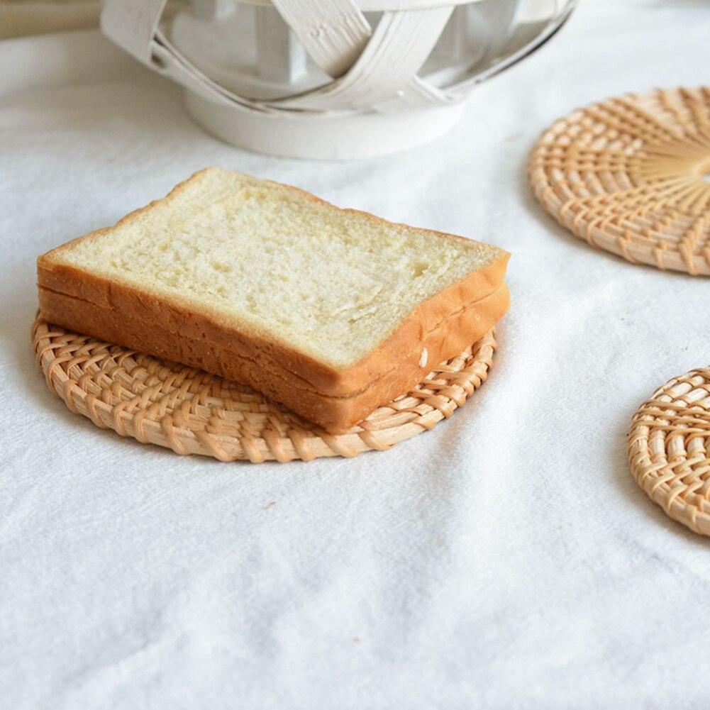 Natural Rattan Coasters Hand-woven Kitchen Decoration Accessories
