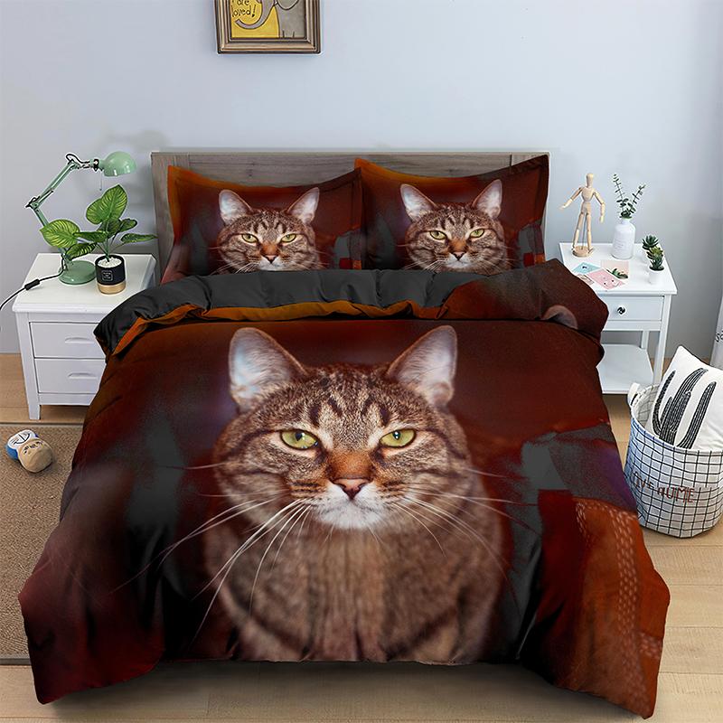 Sphynx Cat King Queen Duvet Cover Lovely Pet Kitty Bedding Set For Kids Teens Adults Animal Grey 2/3pcs Polyester Quilt Cover