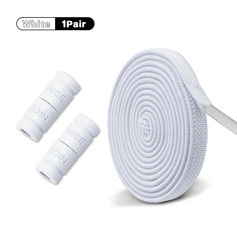New 1Pair/3Pair Buckle Flat Elastic No-Tie Laces Letter Metal Capsule Lazy Shoelace for Men Women Sneakers Quick Shoelaces