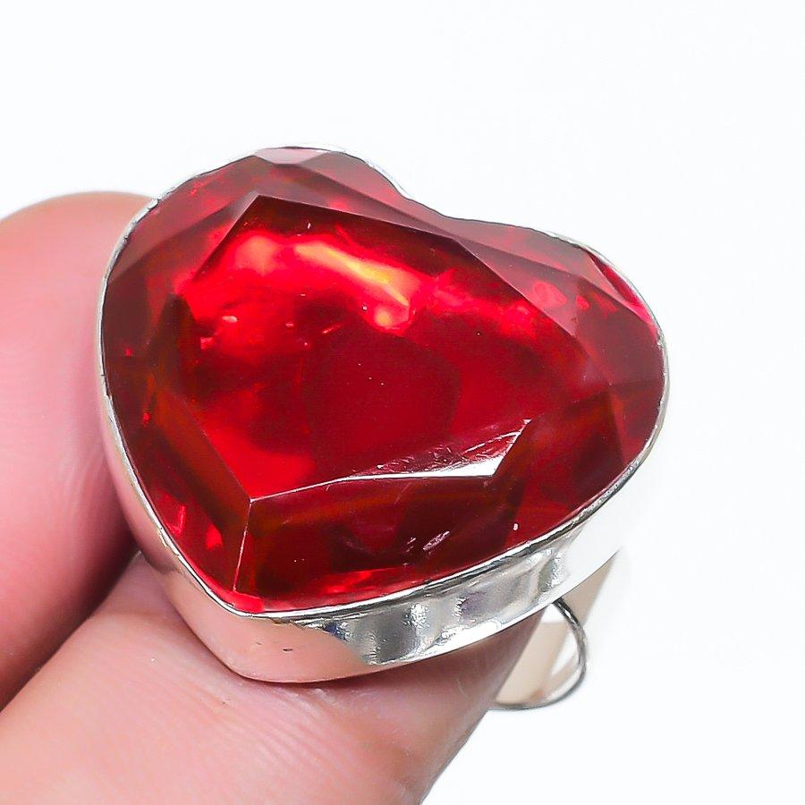 Natural Garnet Gemstone Handmade 925 Sterling Silver Jewelry Ring Size 6 AR-17204