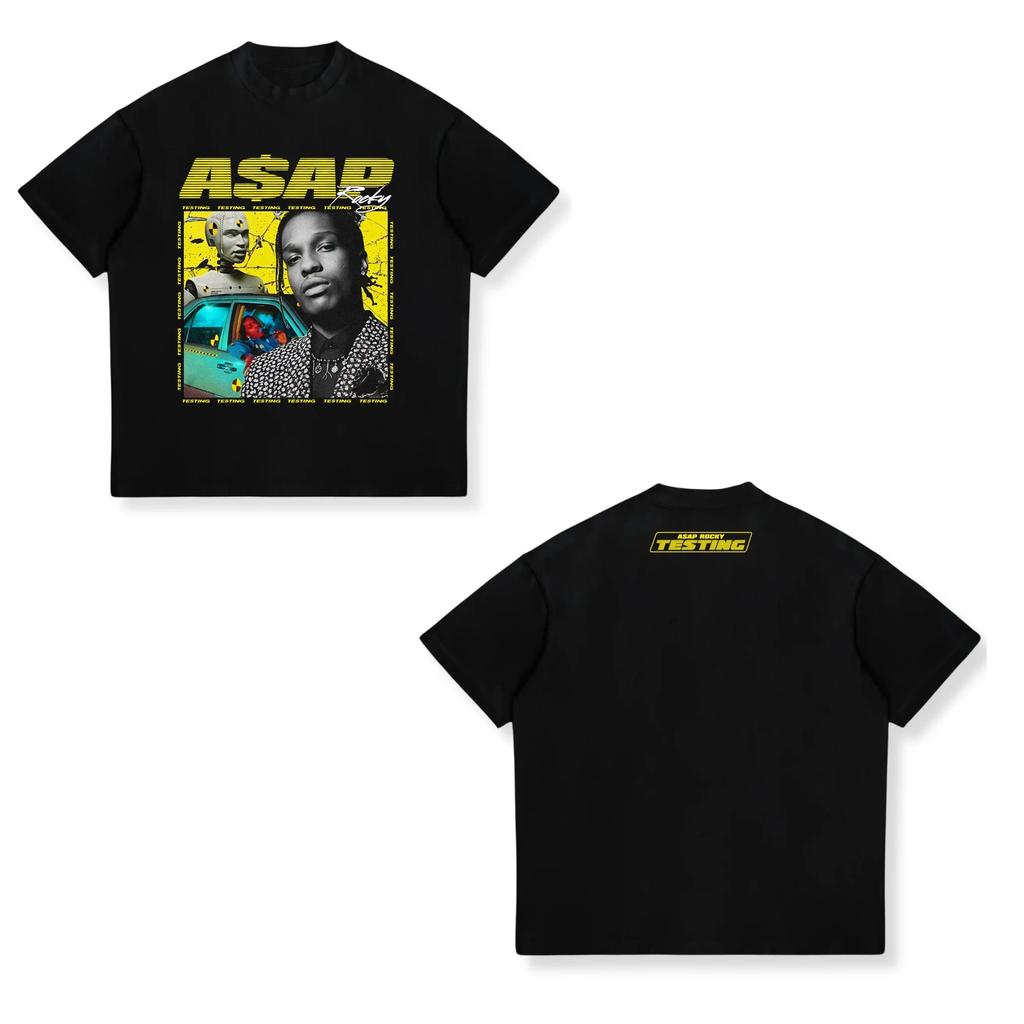 Hip Pop Tops New ASAP ROCKY Shortsleeved High Street Unisex Women Gothic Tees AAP Portrait Loose Casual Harajuku Tops Unisex