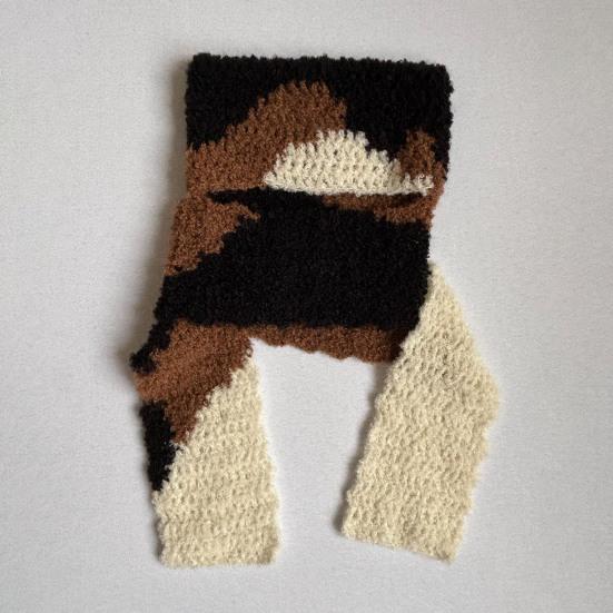 Knitted Hat Tri-Color Cat Design Warm Crochet Winter Scarf Hat Outdoor Activities Headgear Fashionable Accessories