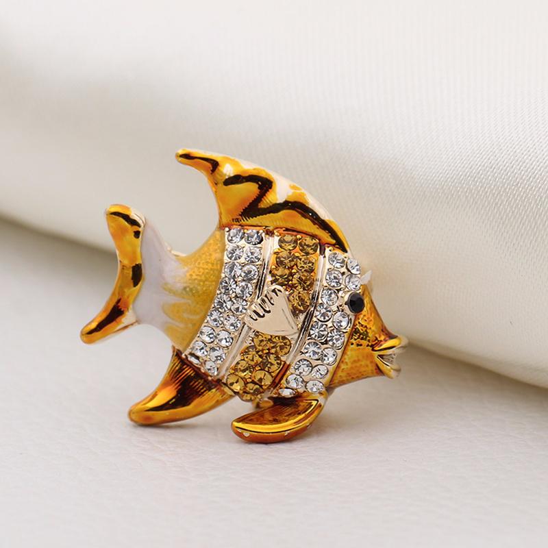 

Броши-рыбы, булавка с изображением животных, блестящие стразы, брошь в виде золотой рыбки для женщин, рождественский подарок жёлтый