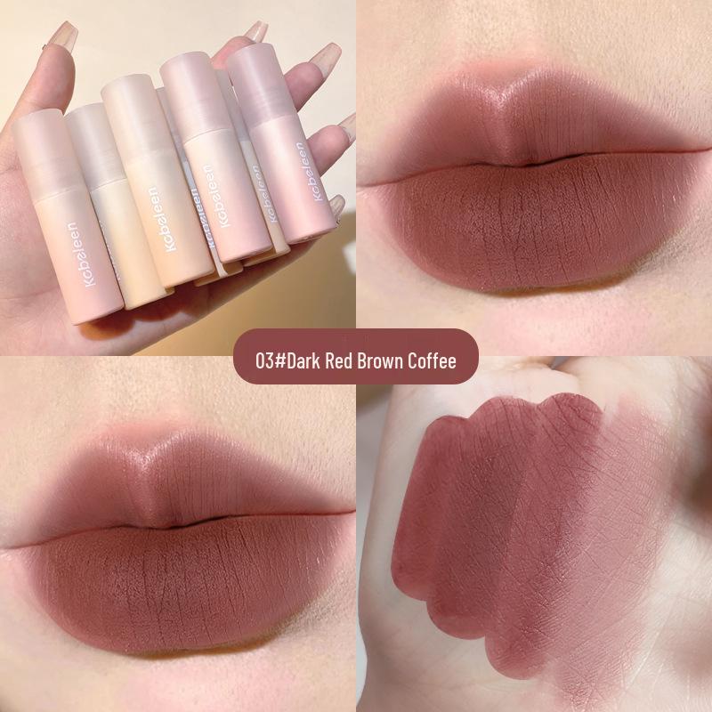 Kobeleen Little Milk Mud Velvet Matte Lip Glaze - Non-fading, Non-stick, Affordable Lipstick for Women.