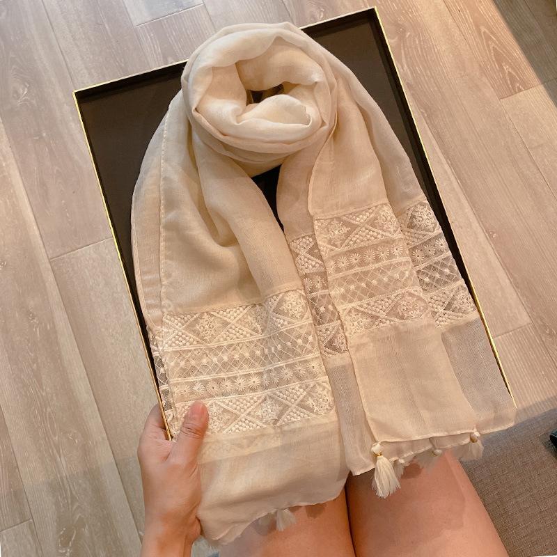 Women's Lace Patchwork Scarf Travel Sunscreen Shawl Summer Ethnic Style Fashion Scarf