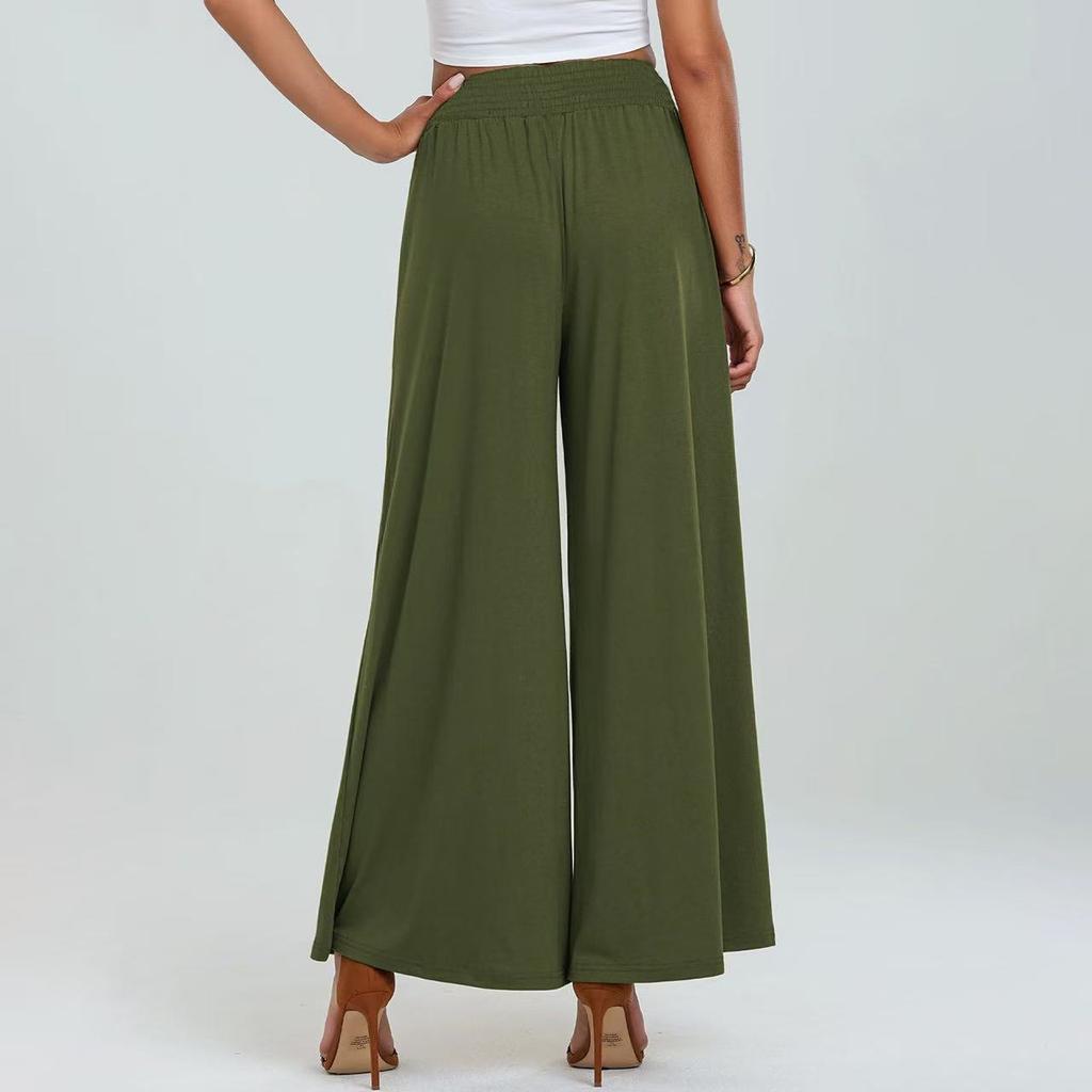 Women Autumn Winter Wardrobe Staple Versatile Draped Bandage High-Waisted Solid Color Pocket Culottes Pants