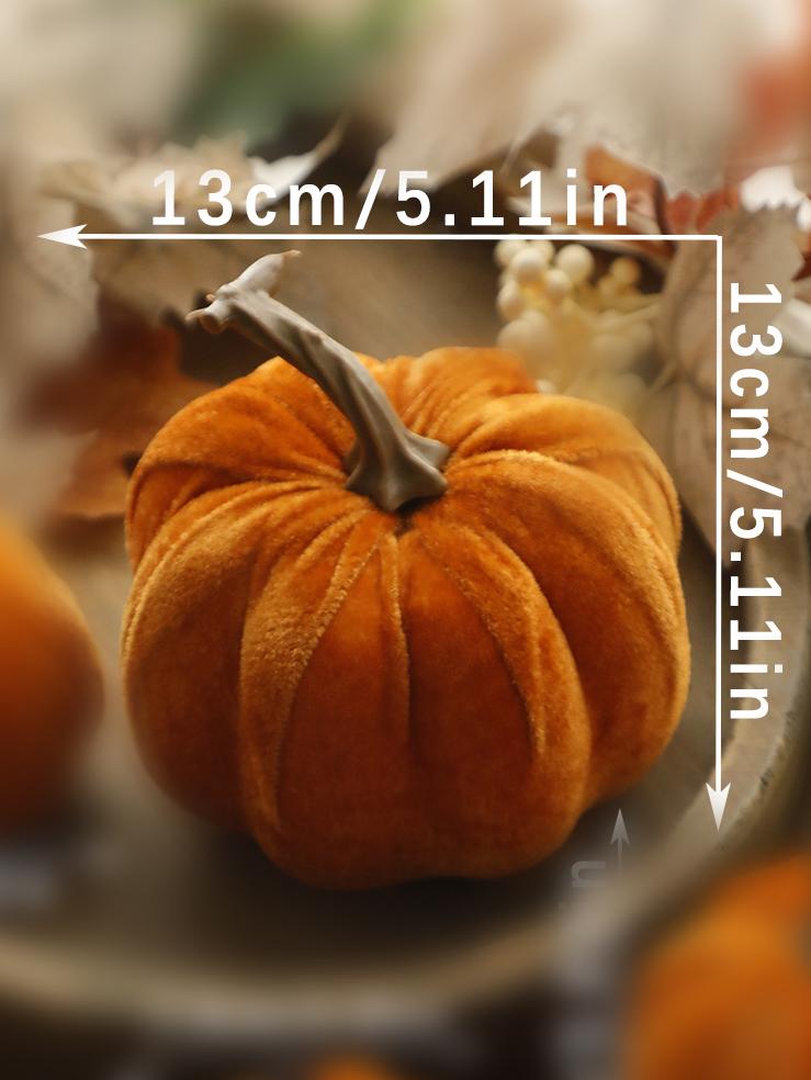 Velvet Artificial Pumpkins Decoration Brown Pumpkin Decor for Fall Halloween Thanksgiving Autumn Harvest Home Decorations Gift