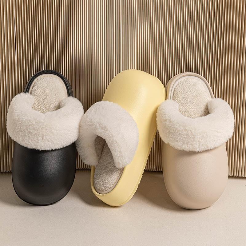 Removable waterproof thick-soled cotton slippers for women's autumn and winter new outer wear plush slippers for women
