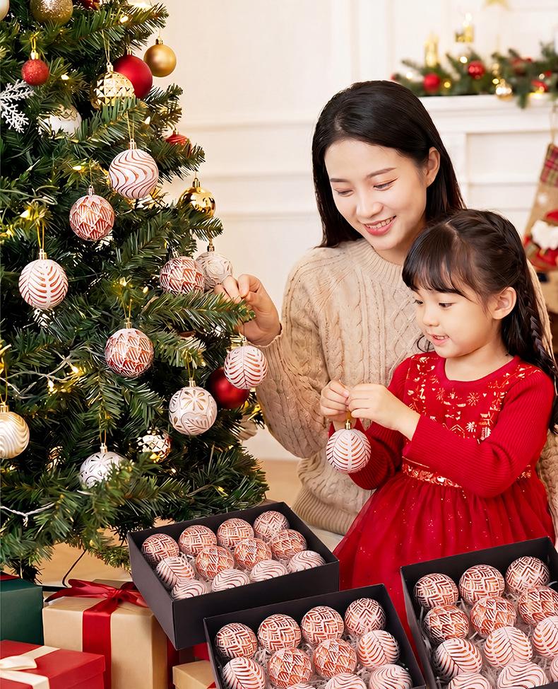 Retro 8cm Christmas Ball Set: 12 Decorative Ornaments for Festive Scenes and Tree Decoration