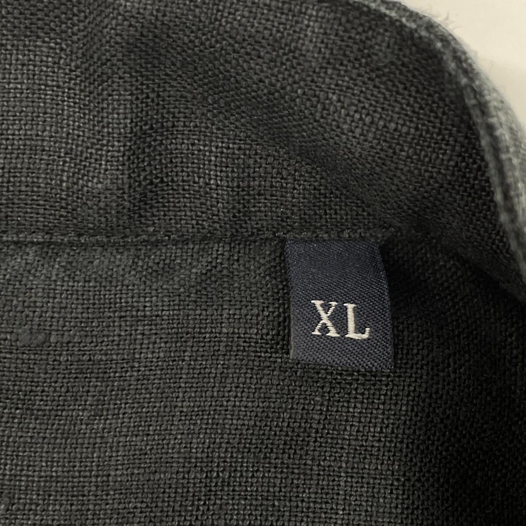 ORIAN KF99F Black Linen Washed Band Collar Long Sleeve Shirt tops XL blackUsed
