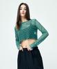 ATTENTIONROW FOR WOMEN Punched Layered Net Knit (Green)
