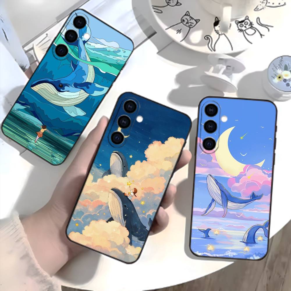 Whale Fall-Art Phone Case For Samsung Galaxy A73,A21s,A22,A31,A52,A53,A71,A41Soft Black Shell