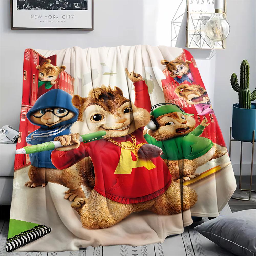 1 ks Flísová deka s potiskem Alvin a Chipmunkové, Vysoce kvalitní, Pro všechna roční období, Domácí dekorace, Teplo a pohodlí, Ideální jako vánoční dárky