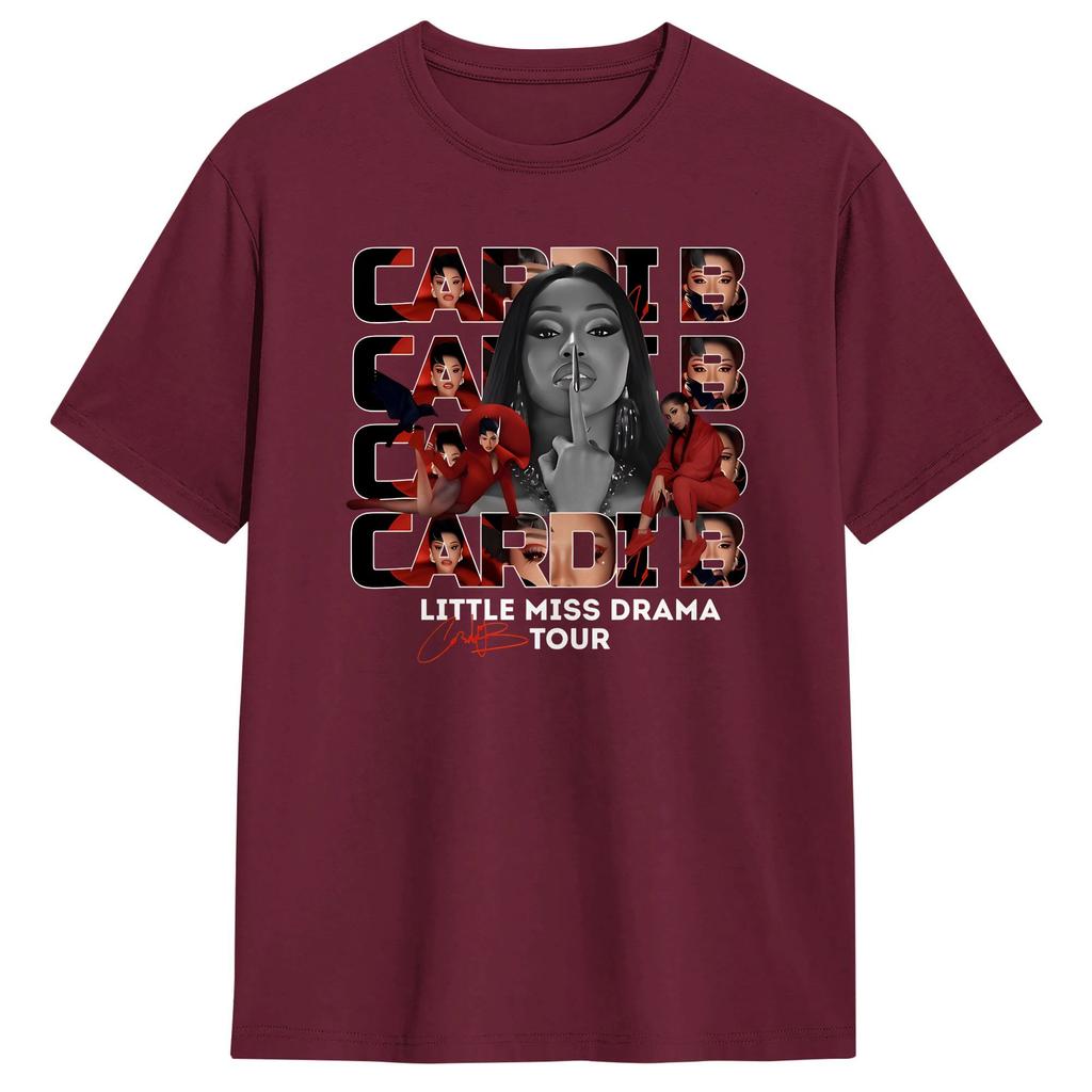 Cardi B Little Miss Drama Tour 2026 T Shirt Summer Funny T Shirts Pure Cotton Trendy Cool Tee Shirt For Unisexs Design Top Tees