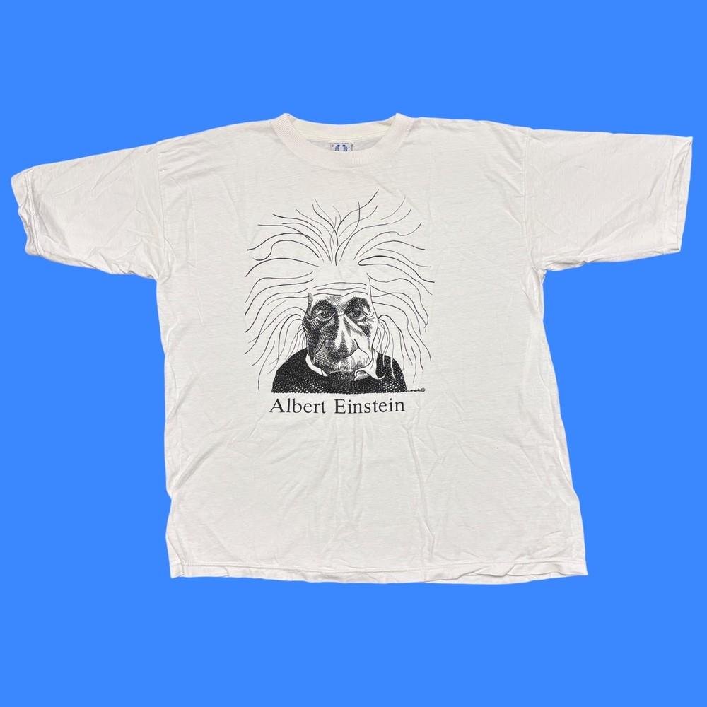Vintage Albert Einstein Shirt XL White 90s Science Phisycs Art Graphic TShirt Unisex T-Shirt XXXL
