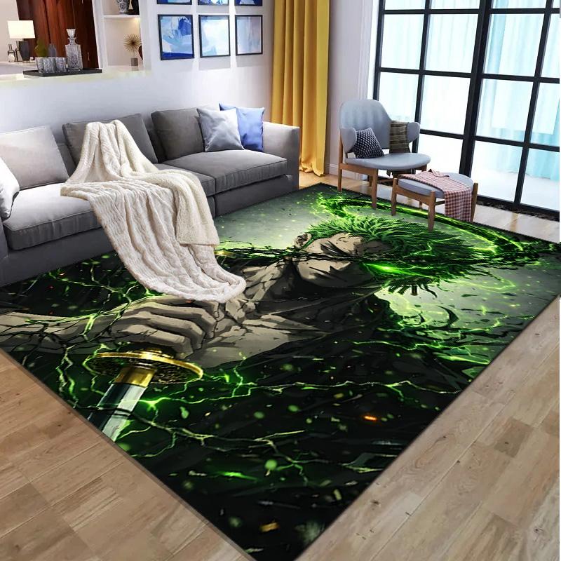 Roronoa Zoro Pattern Rug, Indoor/Outdoor Mat, for Picnic, Gameroom, Bedroom, Office, Living Room, Home Decor Carpet, Birthday Gift