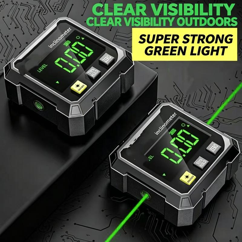 Digital Inclinometer with Visible Green Laser High Precision Angle Ruler for Woodworking Carpenter Building Site Measurement Work