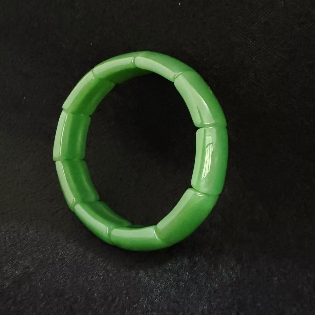 Elegant Nephrite Jade Bamboo Bracelet for Women - Jadeite Color, Simple Gift for Mom
