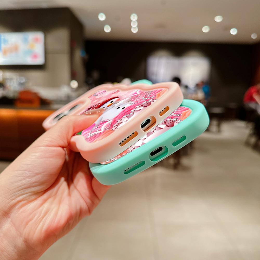 Macaron Big Wave Soft Phone Case für iPhone 11 12 13 14 15 Samsung A14 A24 A53 A54 A55 Xiaomi Redmi Note 13 12C Cover A3 Frohe Weihnachten Bär Hirsch Kunst