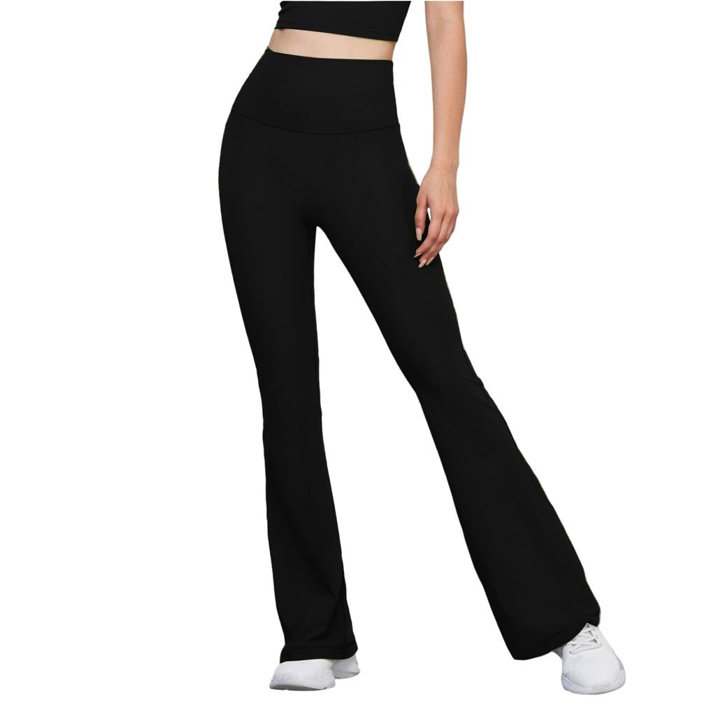 Jugendliche Nude Schlaghosen für Damen Frühling und Sommer Neu Hohe Taille Hüftlift Fitnesshose Enge Schlaghose