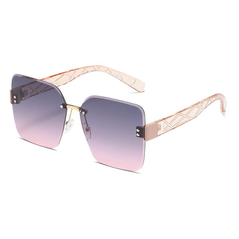 Women'S Sunglasses Large Frame, Sunshade Glasses Trimmed Rimless Fashion Trend Korean Tide Model Ins