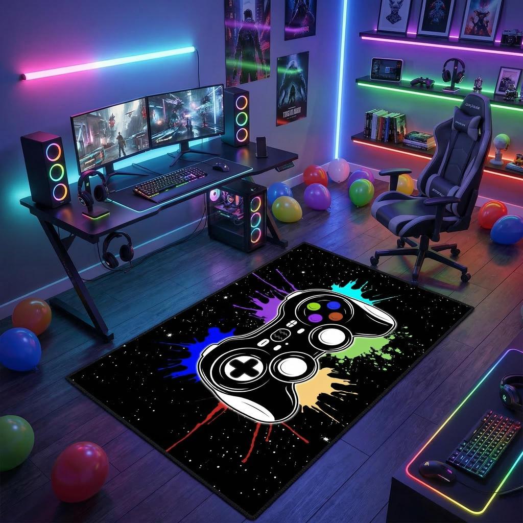 Herní koberec pro hráče Podlahové koberce pro chlapce Herní červenočerný koberec Podložky na podlahu do ložnice Rohožky Video hra Pánská podlahová podložka do pokoje pro teenagery Domácí De
