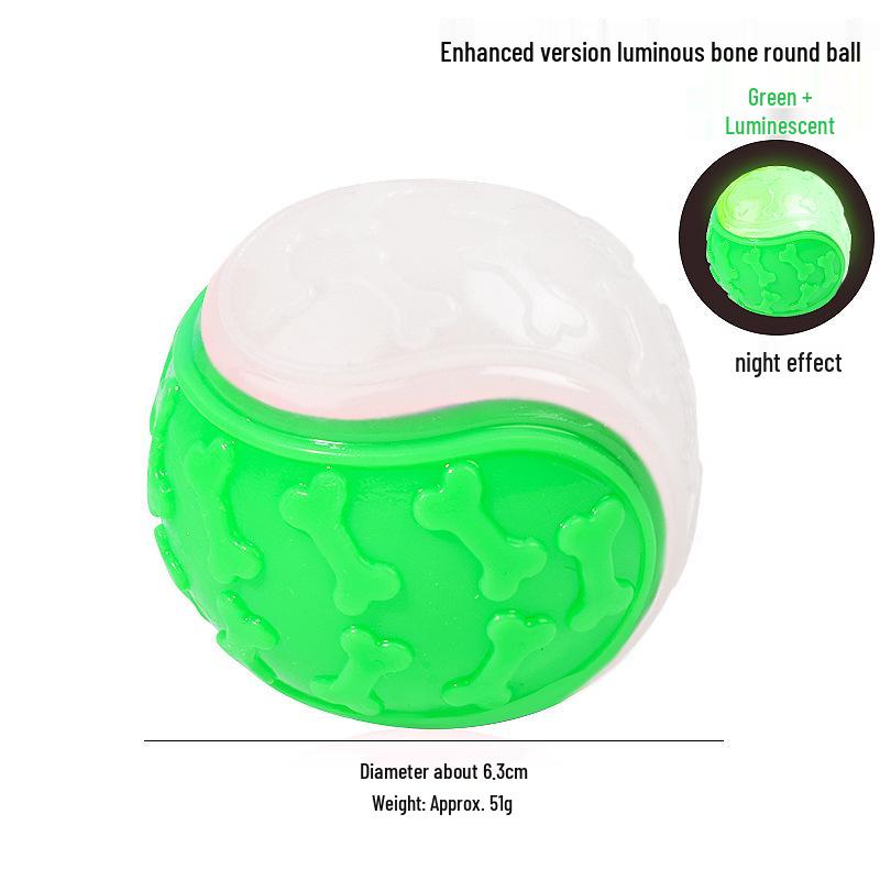 Two-Color Bone Print C-Shaped TPR Squeaky Ball Bite-Resistant Teething Toy for Small Dogs