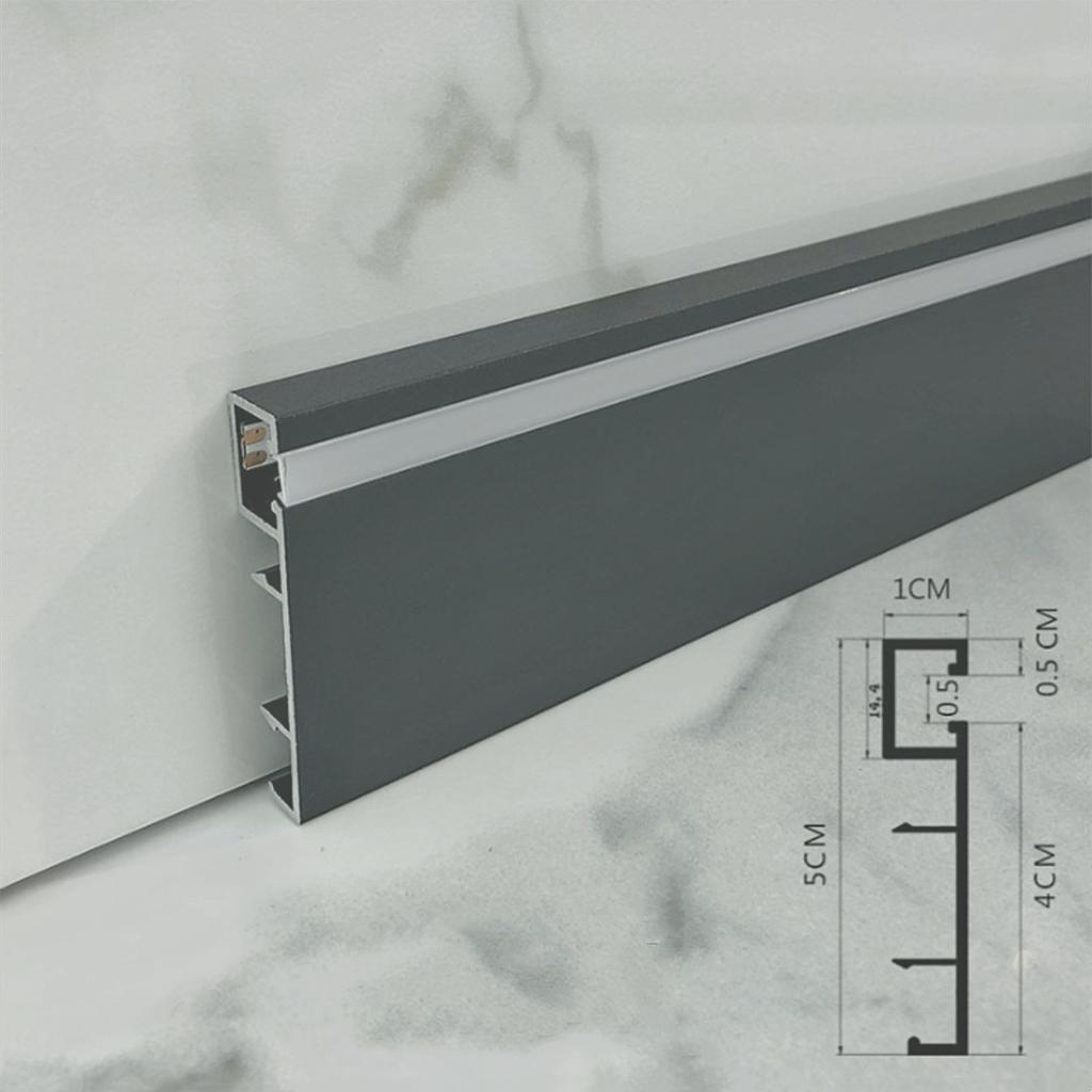 1m Per Piece 50mm 78mm LED Aluminium Profile Baseboard Hard Bar Light Suface Mounted Metal Wall Skirting Channel Linear Lamp