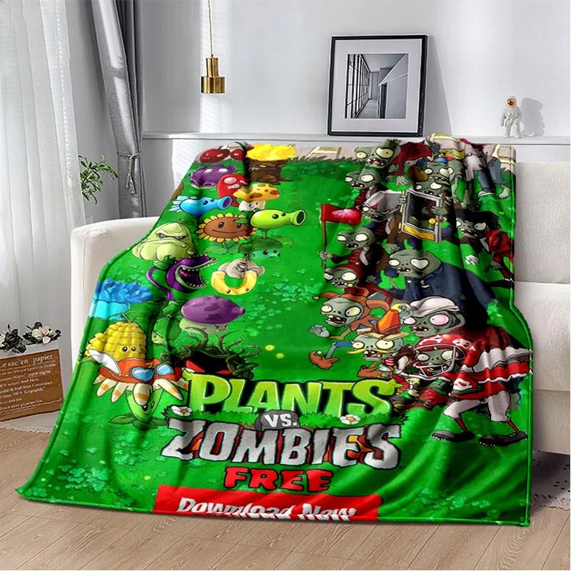 P-Plants vs. Z-Zombies Game Blanket with Peashooter Design Ideal for Sofa and Bed Cover throw blanket