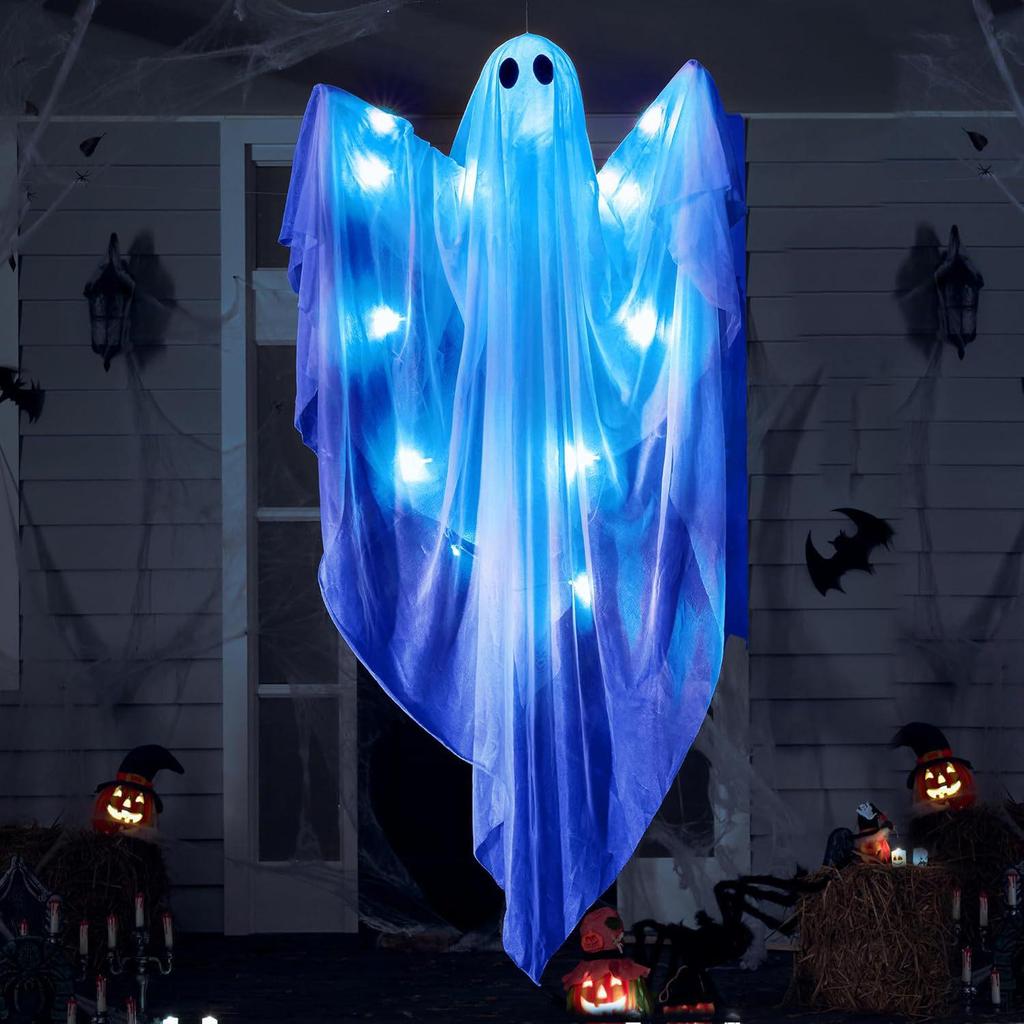 Halloweenowa Dekoracja Wisiorek Duch i Czaszka Świecąca w Ciemności