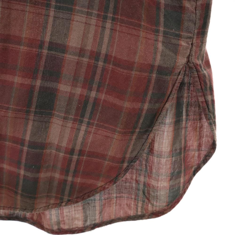 HYSTERIC Check Pattern Long sleeve pin tuck Band collar shirt F Tunic Women Used