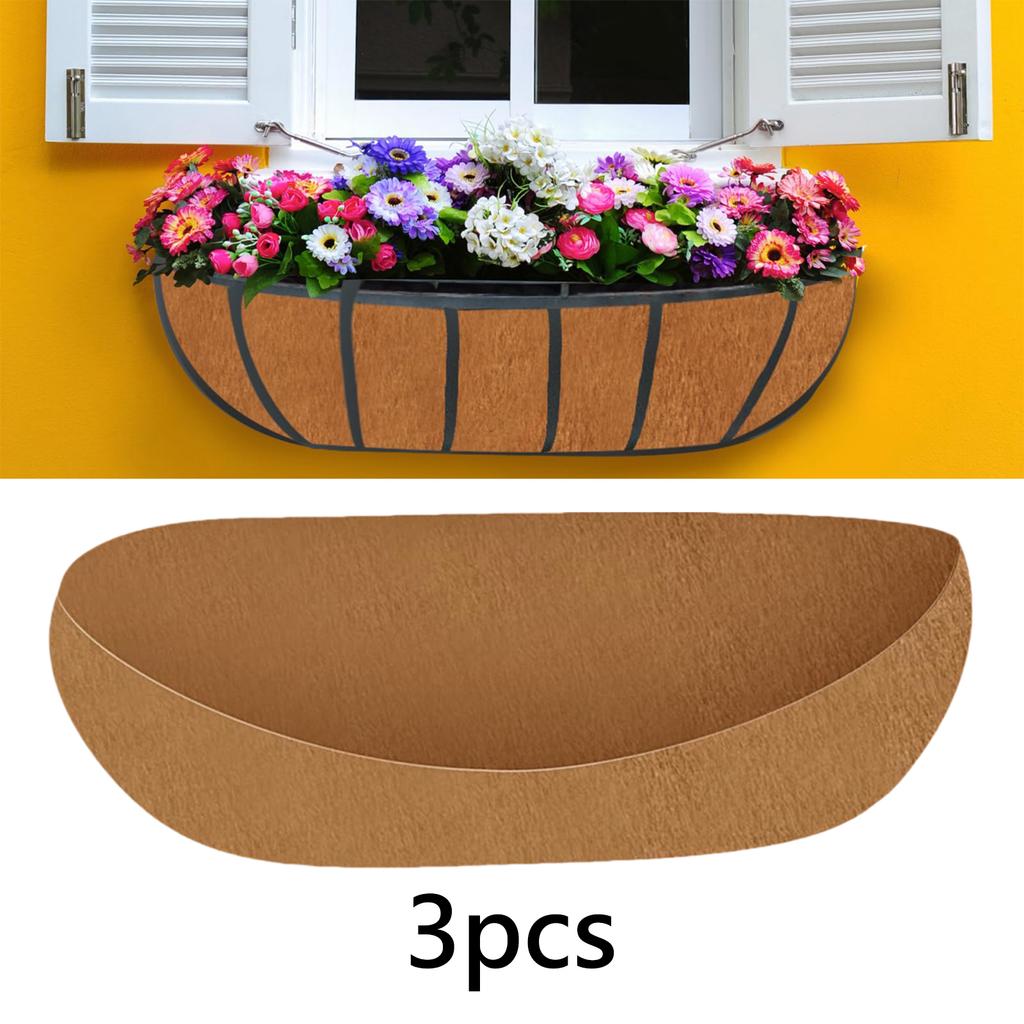 3Pcs/Set Felting Non Woven Cloth Planter Basket Liners Brown Lightweight Hanging Flower Basket Liners for Garden Fence Pot