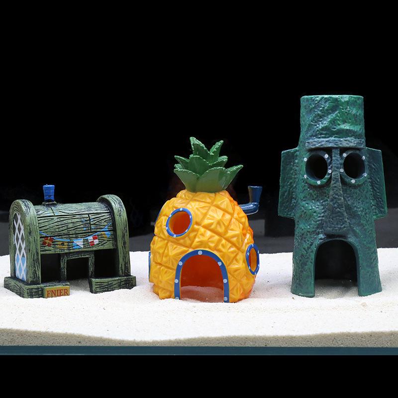 Ananas Huis Aquarium Decoratieset – Thema Figuurtjes en Decoraties van SpongeBob