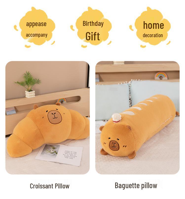 Velká plyšová hračka kapybara croissant bageta - Kreativní série pečení polštář
