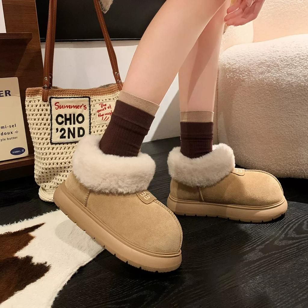 2025 autumn and winter versatile warm bread cotton shoes platform short boots ugly cute big head northeast snow boots women's