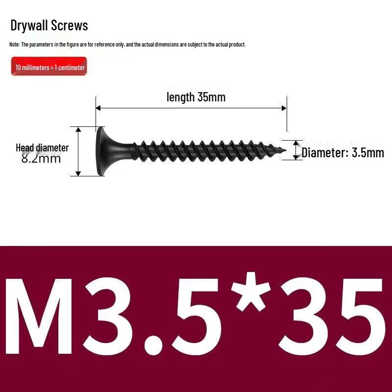 High-Strength Black Phosphated Drywall Screws with Fine Thread for Ceiling & Woodworking