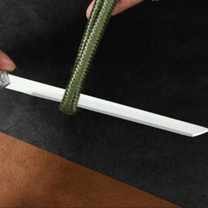 1 buc. Cuțit drept mic portabil de camping în aer liber, cuțit de fructe din oțel inoxidabil cu duritate ridicată, mâner din lemn imitație.