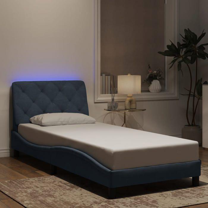 VidaXL Cadre de Lit avec Lumières LED, Lit Rembourré, Sommier à Lattes, Lit Simple, Lit Adulte de Chambre à Coucher 3213826