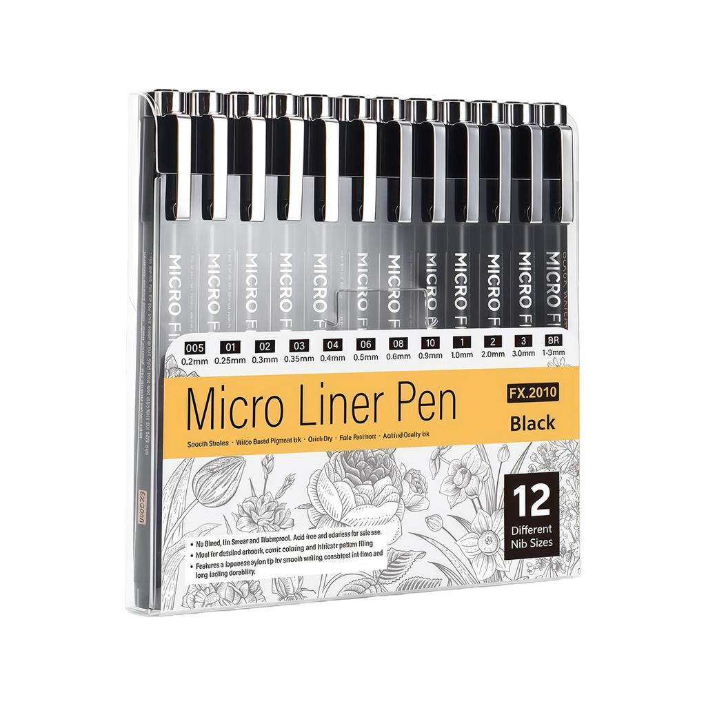 12Pcs Waterproof Fine Liner Pen Artist Sketching Tool For Artists Student Technical Drawing Creative Art Illustrations