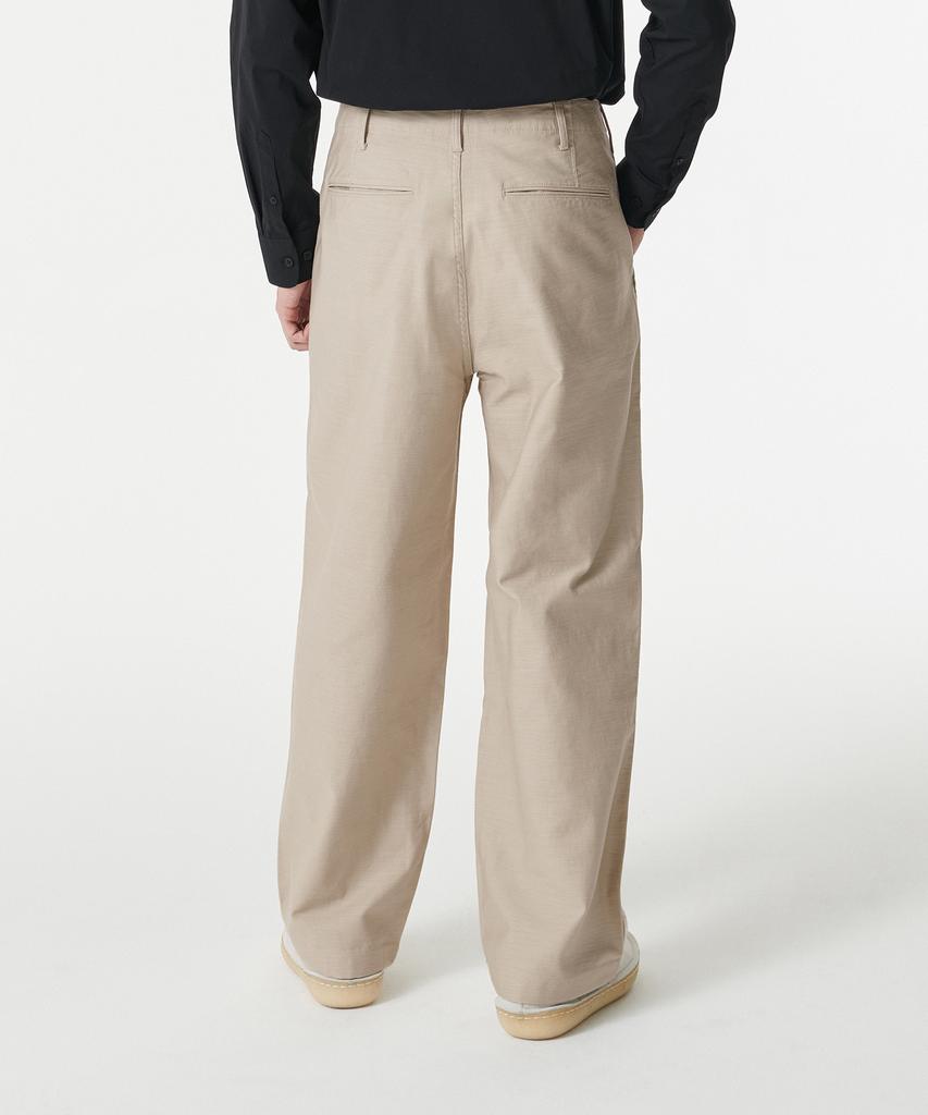 Musinsa Standard Back Satin Wide Officer Pants [Light Beige]